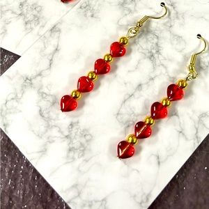 Red hearts earrings